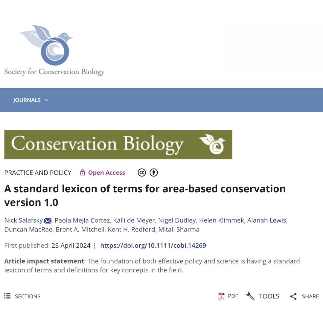 screenshot of journal article in ConsBio Standard Lexicon for Area Based Conservation