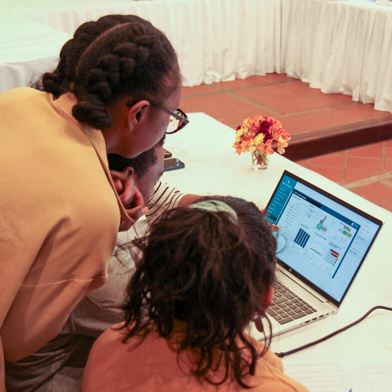 FAPBM team members testing their new MIS Dashboard